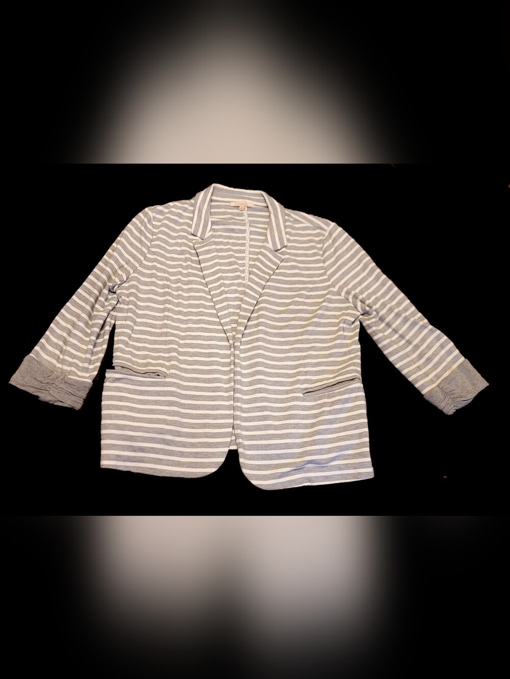 Skies Are Blue Gray and White Striped Blazer XL